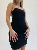 Robe Moulante Courte Femme avec Bretelles à Col Décolleté Unicolore