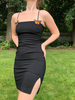 Robe Moulante Courte Femme avec Bretelles Coupe Cintrée Unicolore
