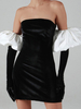 Robe Moulante Courte Femme avec Epaule Dénudée avec Manches Longues Coupe Cintrée Unicolore