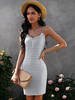 Robe Moulante Courte Femme Moulante avec Bretelles à Col V Coupe Cintrée Bicolores