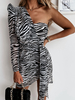 Robe Moulante Courte Imprimé Femme avec Manche Longue avec Epaule Dénudé Coupe Cintrée à Lacets