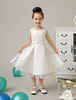 Robe moulante de cortège de fille en satin de col rond avec noeud