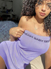 Robe Moulante en Maille Courte Sexy Imprimé Mots Femme sans Bretelle avec Epaule Dénudée Coupe Cintrée Unicolore Robe Eté Robe Sexy