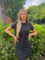 Robe Moulante en Plis Courte Sexy Femme à Col Revers avec Manches Courtes Coupe Cintrée Unicolore Robe Eté