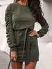 Robe Moulante Femme avec Manches Longues Amples Coupe Cintrée Elastique Courte Unicolore Robe Femme