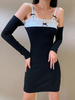 Robe Moulante Femme avec Manches Longues Epaules Nus à Col Carré Silhouette Coupe Cintrée avec Dentelle Robe Femme
