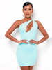 Robe Moulante Femme Courte Robe de Club à Col Décolleté avec Epaule Dénudée Coupe Cintrée Unicolore
