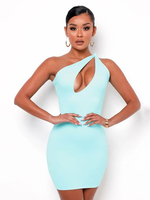 Robe Moulante Femme Courte Robe de Club à Col Décolleté avec Epaule Dénudée Coupe Cintrée Unicolore