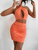Robe Moulante Femme Courte Sexy avec Bretelles à Col Décolleté Coupe Cintrée Robe Sexy