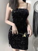 Robe Moulante Femme Sans Manches à Col Carré Silhouette Coupe Cintrée Imprimé Robe Femme