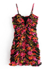 Robe Moulante Femmes Imprimé Les Fleurs Courte en Col V à Lacets Sans Manches Unicolore Sexy