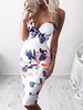 Robe Moulante Florale 2021 Femmes Imprimées Col En V Sans Manches Femmes Robe Fourreau