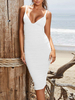 Robe moulante froncée Robe fourreau sexy sans manches