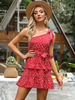 Robe Moulante Imprimé Femme avec Bretelle à Col Décolleté Coupe Cintrée à Lacets Bas Evasée Bicolores Robe Eté