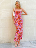 Robe Moulante Longue Femme avec Bretelles à Col Carré Coupe Cintrée Robe Sexy