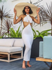 Robe Moulante Longue Femme avec Bretelles Coupe Cintrée avec Dos Nu Unicolore