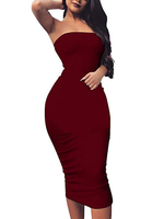 Robe Moulante Longue Sexy Eté Femme avec Epaule Dénudé Coupe Cintrée Unicolore Robe Eté Sexy