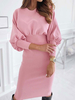 Robe Moulante Mi-longue à Col Rond avec Manches Longues Amples Coupe Cintrée Elastique Unicolore Robe Moulante Sexy