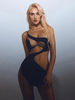 Robe Moulante Noire Sans Manches Chic À Une Épaule Robe Fourreau Transparente
