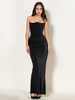 Robe Moulante Plissée Chic Sans Bretelles Irrégulière Sexy Robe Fourreau
