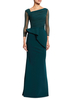 Robe mère bleue spiruline conçue décolleté manches longues gaine Polyester longueur au sol robes dinvité pour le mariage