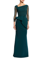 Robe mère bleue spiruline conçue décolleté manches longues gaine Polyester longueur au sol robes dinvité pour le mariage
