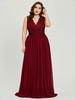 Robe mère bordeaux col en V sans manches A-ligne en dentelle en mousseline de soie robes dinvité pour le mariage