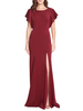 Robe Mère Bridale Ruby Rouge Rouge Cou Courtes À Manches courtes Dossier A-Line Split Front Front Wedding Robes d\