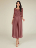 Robe mère col bijou manches 3/4 longueur A-ligne dentelle longueur au sol robes dinvité pour mariage personnalisation gratuite