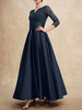 Robe mère col en V manches 3/4 ligne A en dentelle robes dinvité pour mariage
