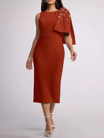 Robe mère de la mariée à col bijou sans manches fourreau nœuds longueur thé robes dinvitées de mariage
