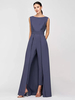 Robe mère de la mariée col bijou combinaison sans manches plissée longueur cheville robes dinvité pour mariage