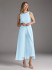 Robe mère de la mariée col bijou sans manches deux pièces plissée longueur thé robes dinvitées pour mariage
