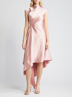 Robe mère de la mariée col haut sans manches ligne a plissée longueur aux genoux robes dinvitées pour mariage