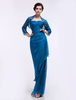 Robe mère de mariée 2 pièces en mousseline de soie Robe cérémonie sarcelle