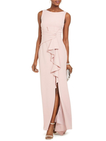 Robe mère de mariée samon rose en chiffon jupe plissée fendu Cadeau pour maman
