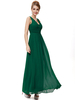 Robe mère de mariés A-ligne en chiffon col V plissé longueur plancher