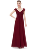 Robe mère de mariés A-ligne en chiffon col V plissé longueur plancher