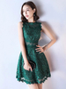 Robe mère de mariés A-ligne en dentelle col rond creusé mini