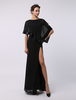 Robe mère de mariés A-ligne noir col rond avec paillettes
