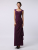 Robe mère de mariés A-ligne pourpre dentelle longueur cheville