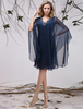 Robe mère de mariés en chiffon bleu marine foncé avec applique Robes pour les invités de mariage Milanoo
