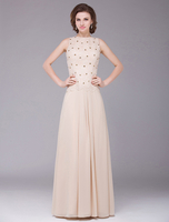 Robe mère de mariés en chiffon champagne plissé Robes pour les invités de mariage