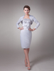 Robe mère de mariés en satin argent bustier brodé Robes pour les invités de mariage
