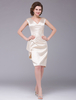 Robe mère de mariés en satin stretch champagne de col V Robes pour les invités de mariage