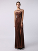 Robe mère de mariés fourreau en chiffon chocolat Milanoo
