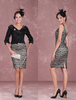 Robe mère de mariés fourreau Tissu de satin noir encolure dégagée avec cristal longueur genou
