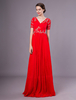 Robe mère de mariés rouge de col V avec applique