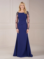 Robe mère manches illusion col bateau robe élégante longueur au sol