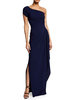 Robe mère noire tenue décolleté une épaule gaine sans manches plissées plissées robes d\